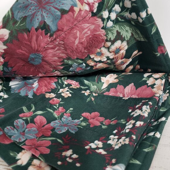 Croscill Granada Green & Pink Floral Valance Curtain  with Rod Pocket  88" X 17" - Picture 3 of 4